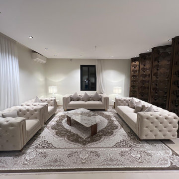 Formal Main Reception Lounge | Symmetrical Layout with Italian Tufted Sofa Set
