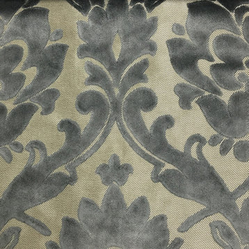 Radcliffe Burnout Velvet Damask Upholstery Fabric, Steel