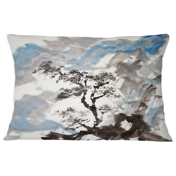 Chinese Pine Tree Trees Throw Pillow, 12"x20"