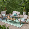Camryn Outdoor 4 Seater Chat Set With Cushions, Gray, Gray