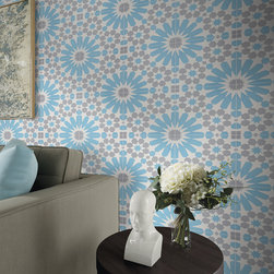 Moroccan Mosaic & Tile House - 8"x8" Agdal Handmade Cement Tile, Blue/Gray, Set of 12 - Wall And Floor Tile
