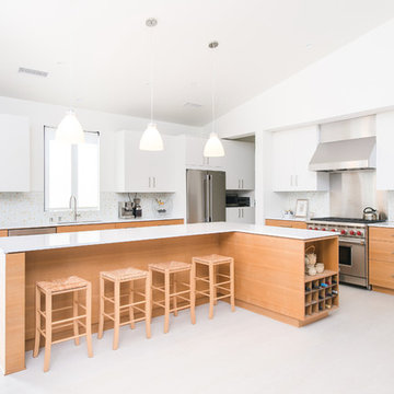 l-shaped island at open kitchen