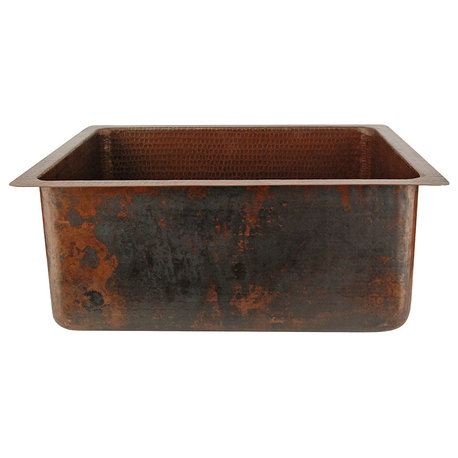20" Hammered Copper Kitchen/Bar/Prep Single Basin Sink