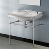 Traditional Ceramic Console Sink With Chrome Stand, Three Hole
