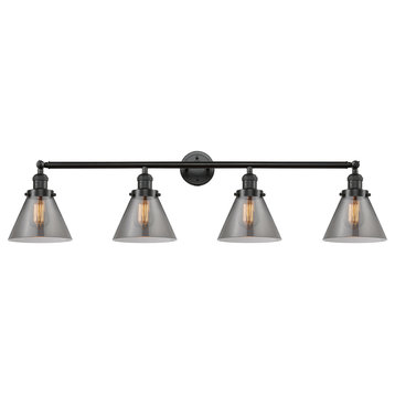 Cone 4-Light 44" Bath Vanity Light, LED, Oil Rubbed Bronze, Plated Smoke