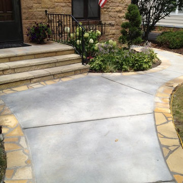 Concrete and Stone Front Walkway in Edina
