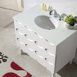 36 inch Solid Wood Sink Vanity With Artificial Stone Top - Bathroom Vanities And Sink Consoles