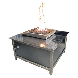 IMPACT Fire Tables - IMPACT Fire Table, Modern, Stainless Steel, Square, Propane or Natural Gas, Prop - Fire Pits