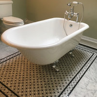 Carrara Marble Basketweave Listello Border Black Dots Polished 4x12, 1 sheet