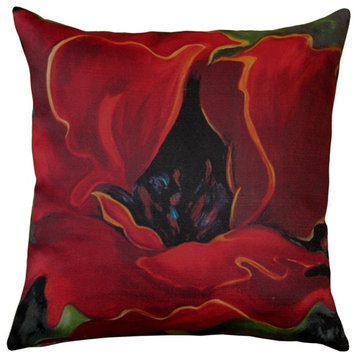 Pillow Decor - Red Poppy 20 x 20 Throw Pillow