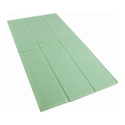 3x9 Green Subway Glass Tiles - Home Accessories & Decor
