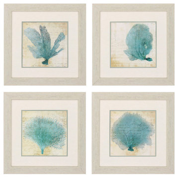 Blue Coral Print, 4-Piece Set