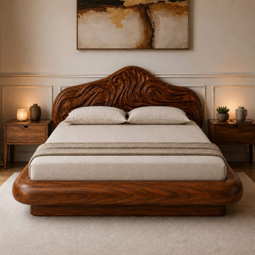Sculptural Low Profile Platform Bed | Organic Modern Bedroom Design