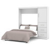 Atlin Designs 84" Modern Engineered Wood Full Wall Bed Set w/ 3 Drawers in White