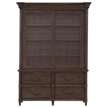 Revival Row Sliding Door Display Cabinet With Storage Drawers