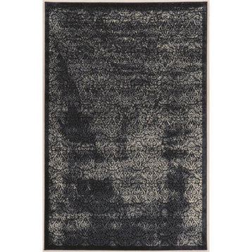 Linon Vintage Ilussion Power Loomed Microfiber Polyester 5'x7'6" Rug in Navy