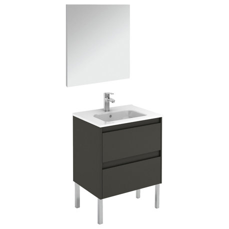 WS Bath Collections Ambra 60F Pack 1 Ambra 24" - Gloss Anthracite