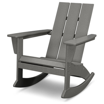 POLYWOOD Modern Adirondack Rocking Chair, Slate Gray