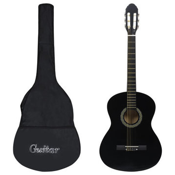 vidaXL Guitar Set Classical Guitar Beginner Acoustic Guitar 12 Piece Black 4/4