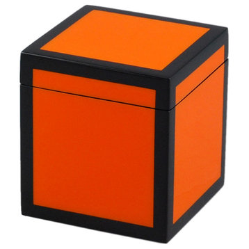 Orange & Black Lacquer Bathroom Accessories, Canister
