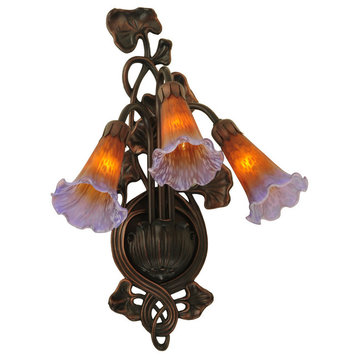 10.5W Amber/Purple Pond Lily 3 LT Wall Sconce