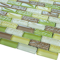 Soccer Green Crystal Glass Mosaic Tile Brick Pattern (Glossy&Matte) - Home Decor
