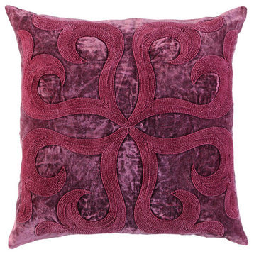 Merlot Dimensional Bloom Embroidered Throw Pillow