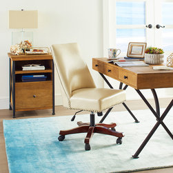 Corinne Collection - Ivory Swivel Desk Chair - Office Chairs