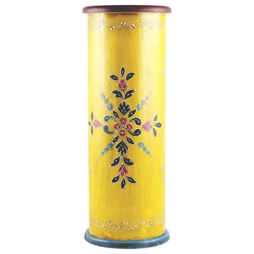 Handcrafted Hand-painted Yellow Wooden Umbrella Stand