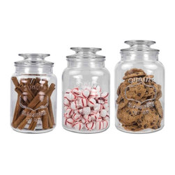 35 oz., 45 oz. and 53 oz. Glass Canister Set (3-Piece) - Kitchen Canisters And Jars