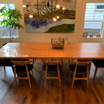 Custom Birdseye Maple Dining Table with Tile Inlay