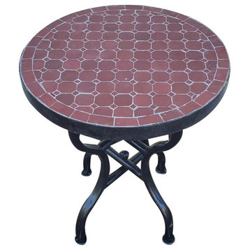 16" All Burgundy Moroccan Mosaic Table