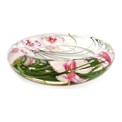 Purple/White Phalaenopsis Flower Bowl - Home Decor