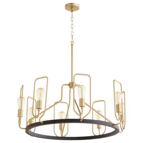 Howe 8-Light Chandelier, Textured Black / Aged Brass