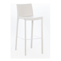 Emma Fully Wrapped Leather Bar Stool | White (Set of 2) - Bar Stools And Counter Stools