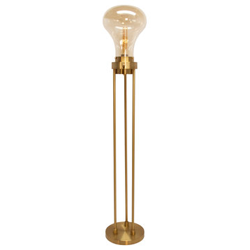 Glass 55" Light Bulb Floor Lamp, Gold