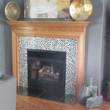 Eden Mosaic Tile Installations: 3D Silver And Pewter Aluminum Square Mosaic Tile