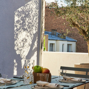 Aménagement d'une terrasse dans l'esprit terracotta