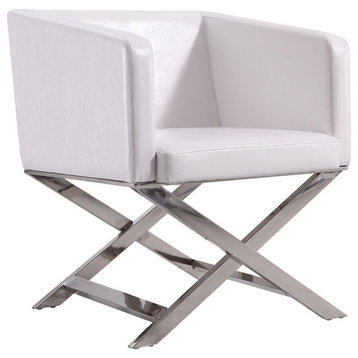 Manhattan Comfort Hollywood Faux Leather Lounge Chair, White, Single