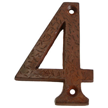RCH Hardware Iron Rustic Country House Number, 3-Inch, Various Finishes, Rust, 4