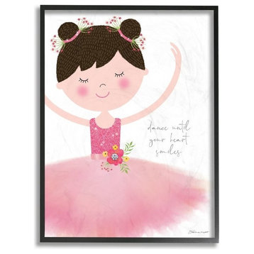 Dance Until Your Heart Smiles Ballerina in Pink Tutu, Framed, 16"x20"