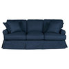 Sunset Trading Horizon T-Cushion Fabric Slipcovered Sofa in Navy Blue