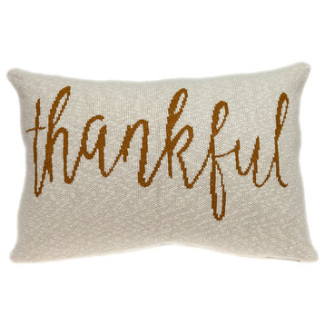 Parkland Collection Gold_Thankful Transitional Beige Throw Pillow PILK21147P