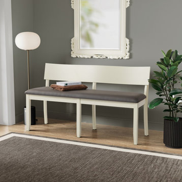 Capella Faux Leather Dining Height Bench - BEIGE/BUTTERMILK