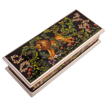 Novica Handmade Courageous King Reverse-Painted Glass Decorative Box