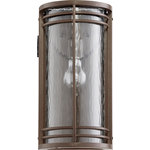 Quorum International - Larson 7" Clear Sconce Outdoor, Oiled Bronze With Clear Hammered Glass - Larson 7" Clear Sconce Outdoor, Oiled Bronze With Clear Hammered Glass