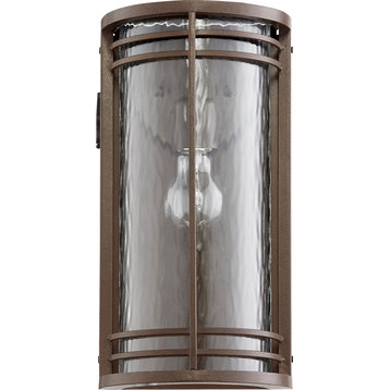 Larson 7" Clear Sconce Outdoor, Oiled Bronze With Clear Hammered Glass