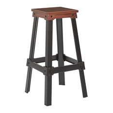 Office Star Products - New Hampshire 30" Bar Stool, Brushed Red Copper Finish and Frosted Black Base - Bar Stools and Counter Stools