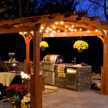 Custom Pergolas - Arched Hearthside Pergolas