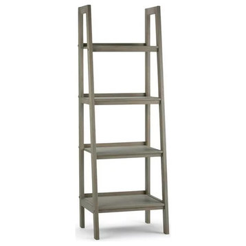 Multipurpose Bookcase, Sawhorse Ladder Design & 4 Shelves, Distressed Gray